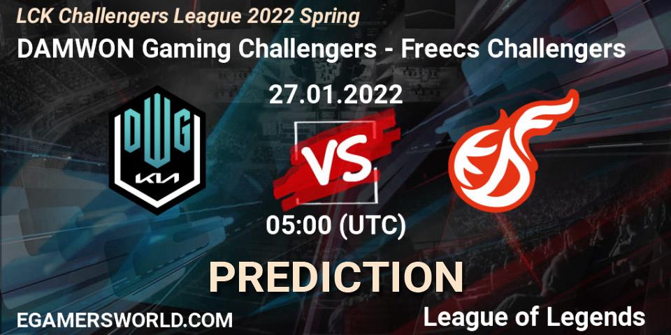 Prognose für das Spiel DAMWON Gaming Challengers VS Freecs Challengers. 27.01.2022 at 05:00. LoL - LCK Challengers League 2022 Spring
