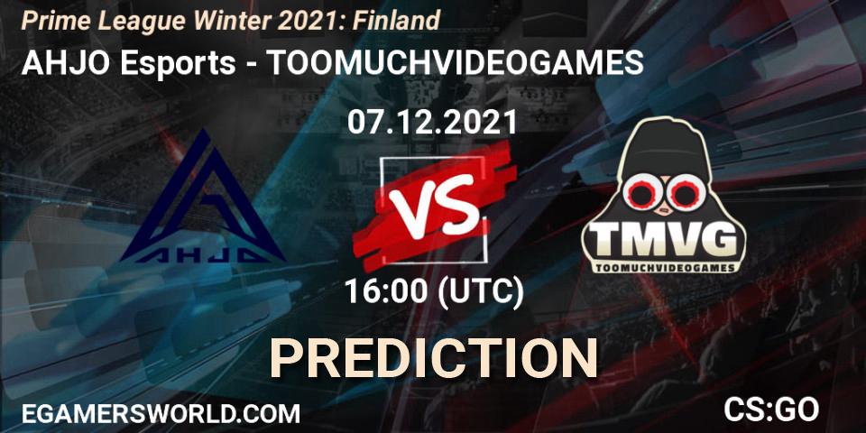 Prognose für das Spiel AHJO Esports VS TOOMUCHVIDEOGAMES. 07.12.2021 at 17:00. Counter-Strike (CS2) - Prime League Winter 2021: Finland
