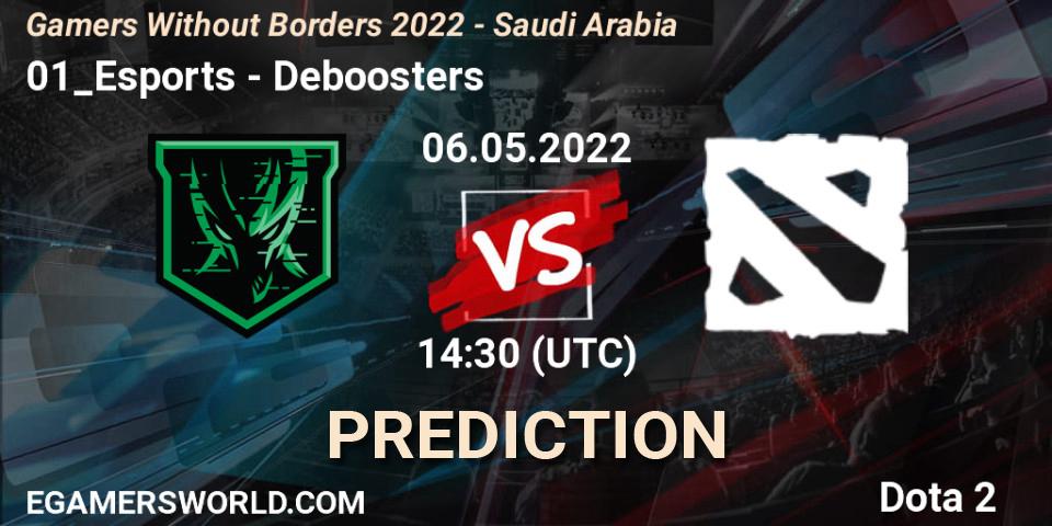Prognose für das Spiel 01_Esports VS Deboosters. 06.05.2022 at 15:30. Dota 2 - Gamers Without Borders 2022 - Saudi Arabia