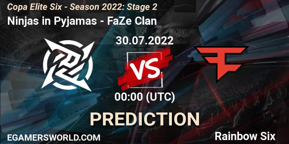Prognose für das Spiel Ninjas in Pyjamas VS FaZe Clan. 29.07.22. Rainbow Six - Copa Elite Six - Season 2022: Stage 2