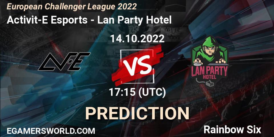 Prognose für das Spiel Activit-E Esports VS Lan Party Hotel. 14.10.2022 at 17:15. Rainbow Six - European Challenger League 2022