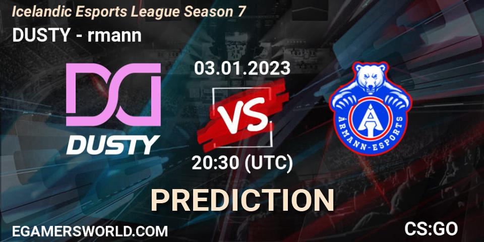 Prognose für das Spiel DUSTY VS Ármann. 03.01.2023 at 20:30. Counter-Strike (CS2) - Icelandic Esports League Season 7