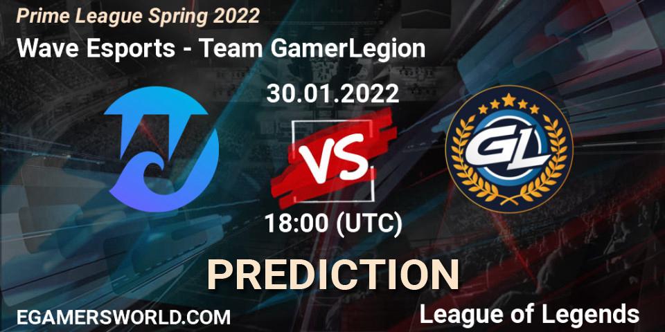 Prognose für das Spiel Wave Esports VS Team GamerLegion. 30.01.2022 at 20:20. LoL - Prime League Spring 2022