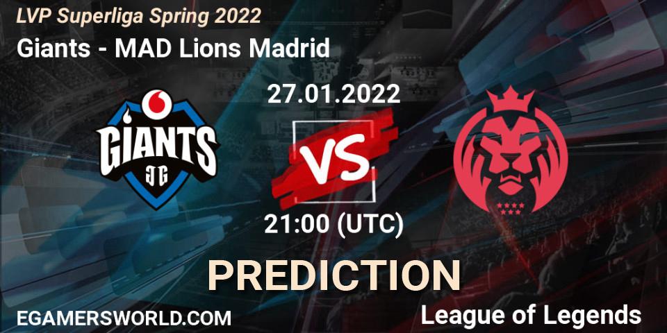 Prognose für das Spiel Giants VS MAD Lions Madrid. 27.01.2022 at 21:00. LoL - LVP Superliga Spring 2022