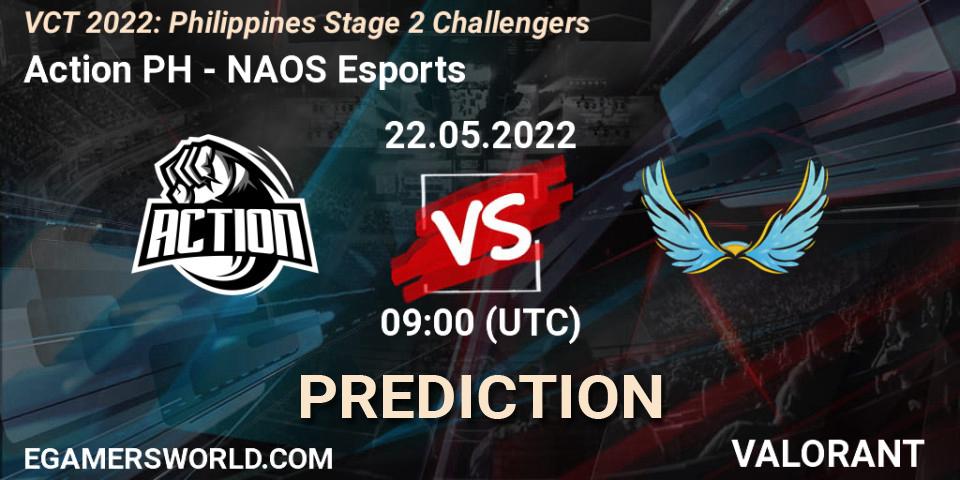 Prognose für das Spiel Action PH VS NAOS Esports. 22.05.2022 at 10:00. VALORANT - VCT 2022: Philippines Stage 2 Challengers