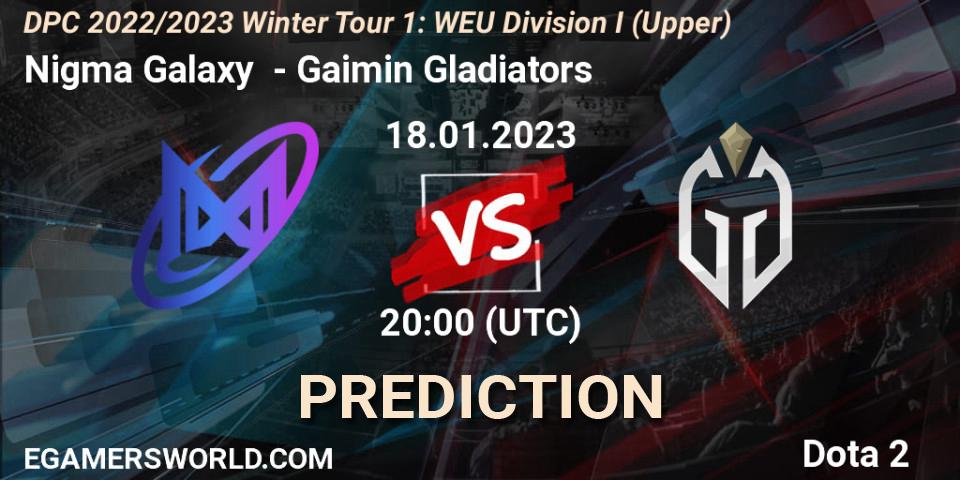 Prognose für das Spiel Nigma Galaxy VS Gaimin Gladiators. 18.01.23. Dota 2 - DPC 2022/2023 Winter Tour 1: WEU Division I (Upper)