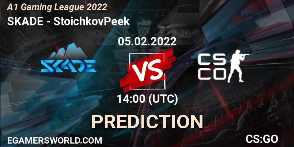 Prognose für das Spiel SKADE VS StoichkovPeek. 05.02.2022 at 16:30. Counter-Strike (CS2) - A1 Gaming League 2022