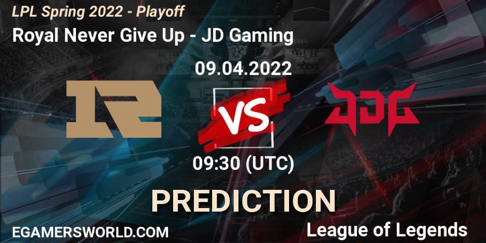 Prognose für das Spiel Royal Never Give Up VS JD Gaming. 13.04.22. LoL - LPL Spring 2022 - Playoff