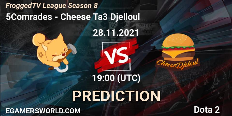 Prognose für das Spiel 5Comrades VS Cheese Ta3 Djelloul. 28.11.2021 at 19:06. Dota 2 - FroggedTV League Season 8