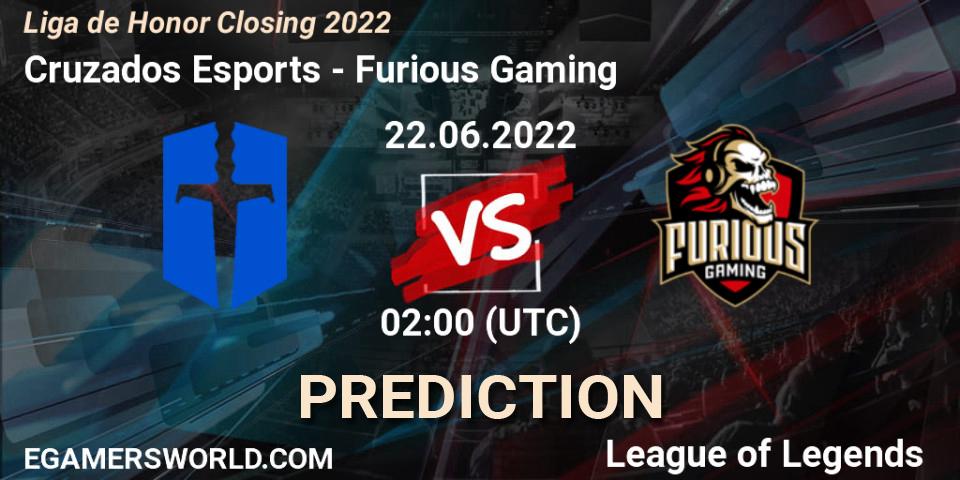 Prognose für das Spiel Cruzados Esports VS Furious Gaming. 22.06.22. LoL - Liga de Honor Closing 2022