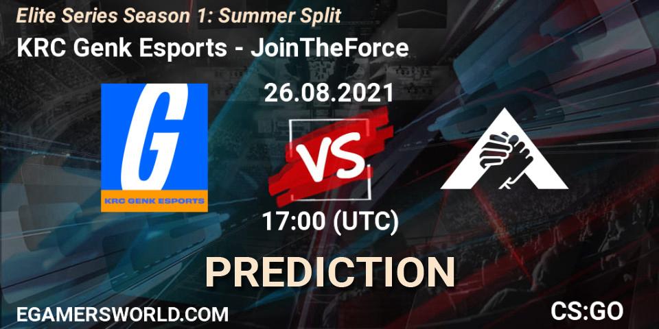 Prognose für das Spiel KRC Genk Esports VS JoinTheForce. 26.08.2021 at 17:00. Counter-Strike (CS2) - Elite Series Season 1: Summer Split