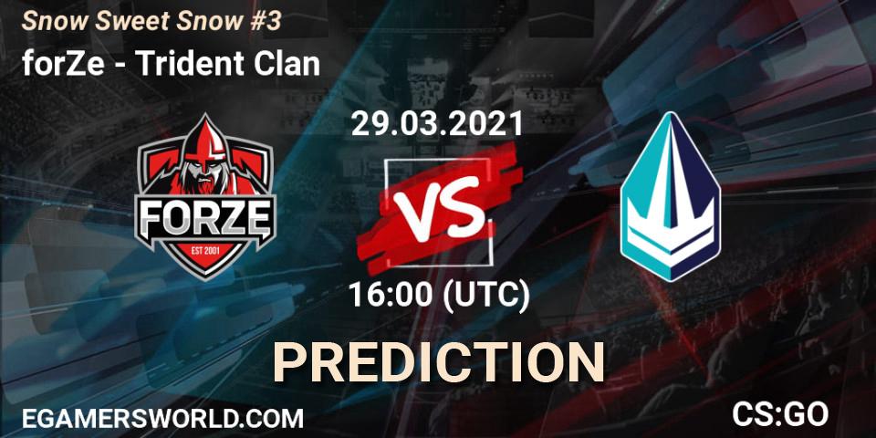 Prognose für das Spiel forZe VS Trident Clan. 29.03.2021 at 16:05. Counter-Strike (CS2) - Snow Sweet Snow #3