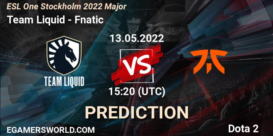 Prognose für das Spiel Team Liquid VS Fnatic. 13.05.22. Dota 2 - ESL One Stockholm 2022 Major