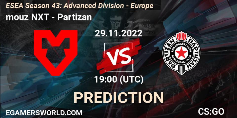 Prognose für das Spiel mouz NXT VS Partizan. 29.11.22. CS2 (CS:GO) - ESEA Season 43: Advanced Division - Europe