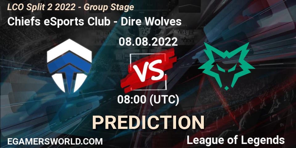 Prognose für das Spiel Chiefs eSports Club VS Dire Wolves. 08.08.22. LoL - LCO Split 2 2022 - Group Stage