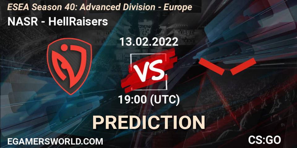 Prognose für das Spiel NASR VS HellRaisers. 13.02.22. CS2 (CS:GO) - ESEA Season 40: Advanced Division - Europe