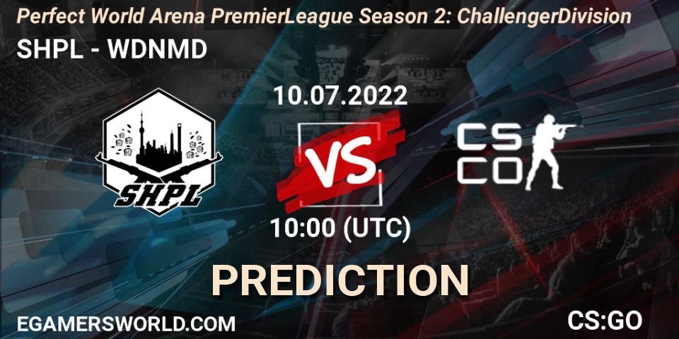 Prognose für das Spiel SHPL VS WDNMD. 10.07.2022 at 10:00. Counter-Strike (CS2) - Perfect World Arena Premier League Season 2: Challenger Division