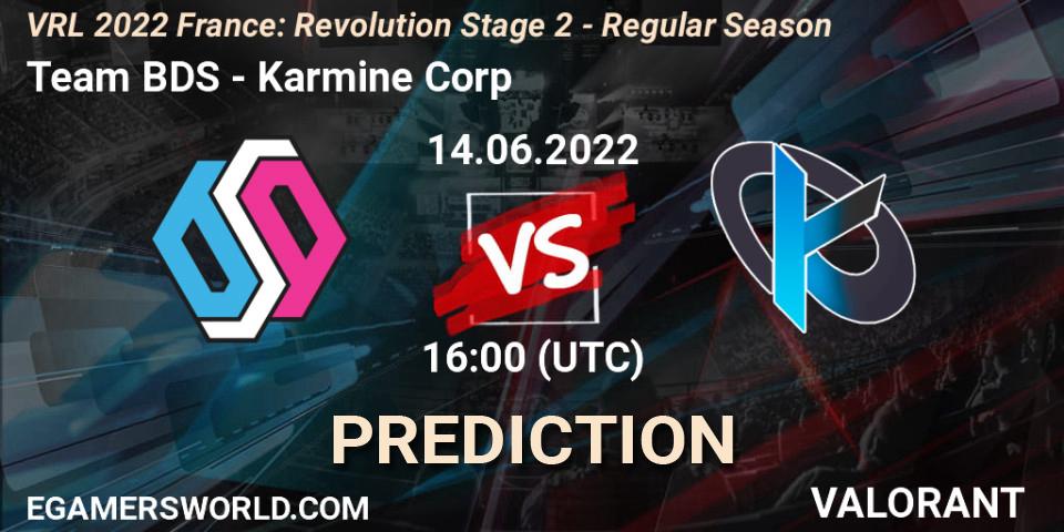 Prognose für das Spiel Team BDS VS Karmine Corp. 14.06.2022 at 16:00. VALORANT - VRL 2022 France: Revolution Stage 2 - Regular Season