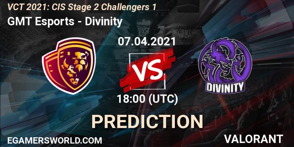 Prognose für das Spiel GMT Esports VS Divinity. 07.04.21. VALORANT - VCT 2021: CIS Stage 2 Challengers 1