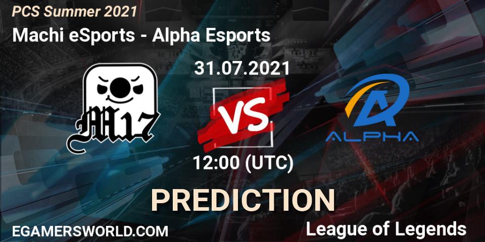 Prognose für das Spiel Machi eSports VS Alpha Esports. 31.07.21. LoL - PCS Summer 2021