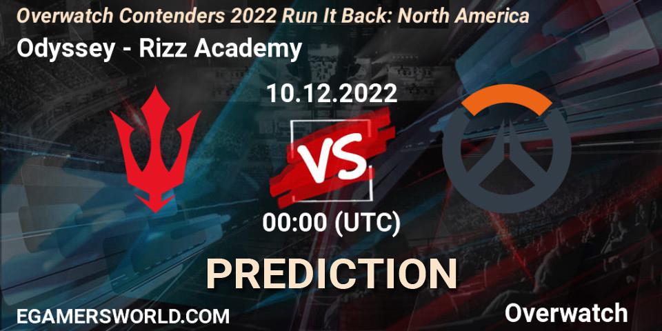Prognose für das Spiel Odyssey VS Rizz Academy. 09.12.2022 at 23:00. Overwatch - Overwatch Contenders 2022 Run It Back: North America