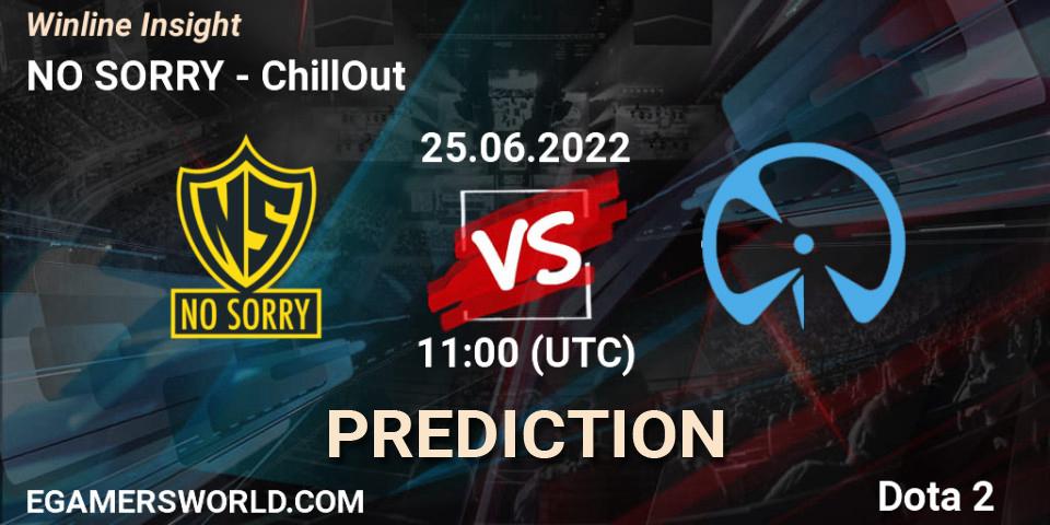 Prognose für das Spiel NO SORRY VS ChillOut. 25.06.2022 at 11:01. Dota 2 - Winline Insight