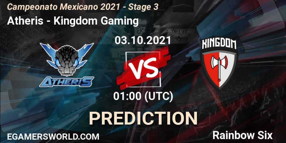 Prognose für das Spiel Atheris VS Kingdom Gaming. 03.10.2021 at 01:00. Rainbow Six - Campeonato Mexicano 2021 - Stage 3