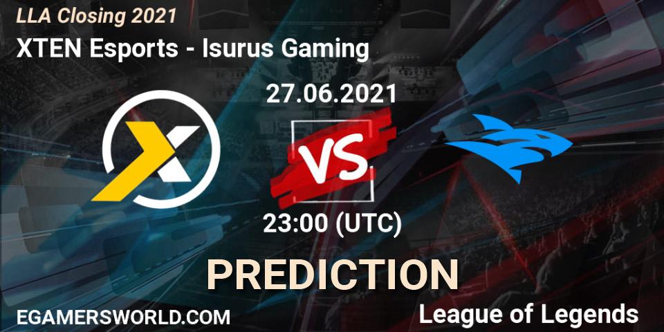 Prognose für das Spiel XTEN Esports VS Isurus Gaming. 27.06.21. LoL - LLA Closing 2021