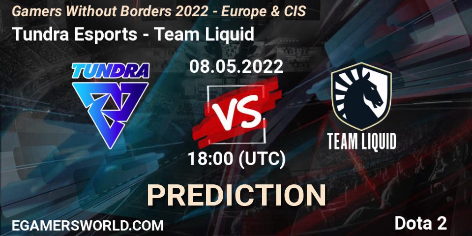 Prognose für das Spiel Tundra Esports VS Team Liquid. 08.05.2022 at 17:55. Dota 2 - Gamers Without Borders 2022 - Europe & CIS