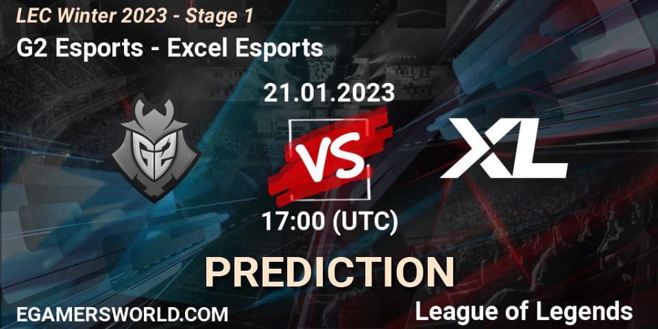 Prognose für das Spiel G2 Esports VS Excel Esports. 21.01.23. LoL - LEC Winter 2023 - Stage 1