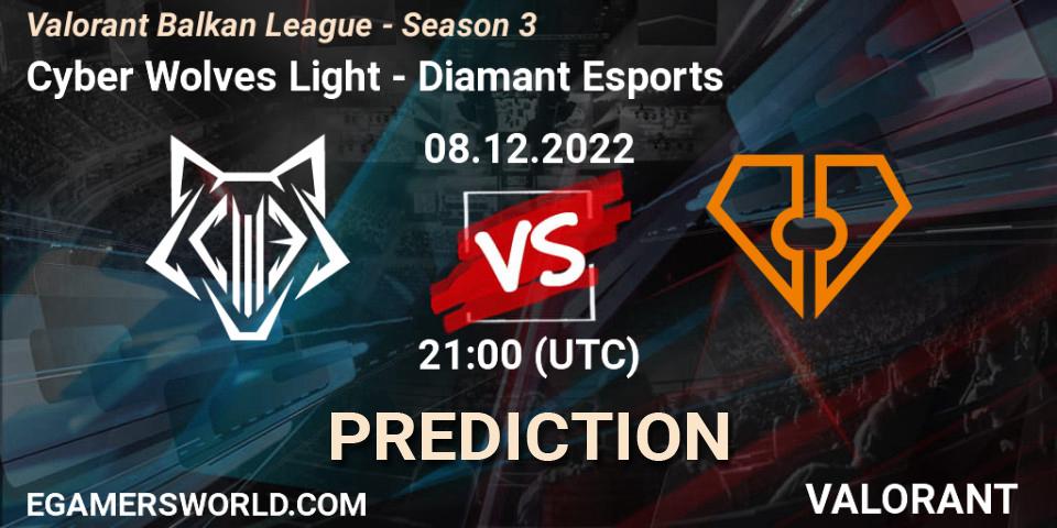 Prognose für das Spiel Cyber Wolves Light VS Diamant Esports. 08.12.22. VALORANT - Valorant Balkan League - Season 3