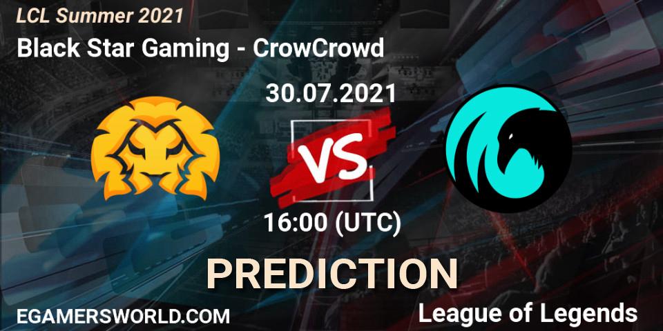 Prognose für das Spiel Black Star Gaming VS CrowCrowd. 30.07.2021 at 16:00. LoL - LCL Summer 2021