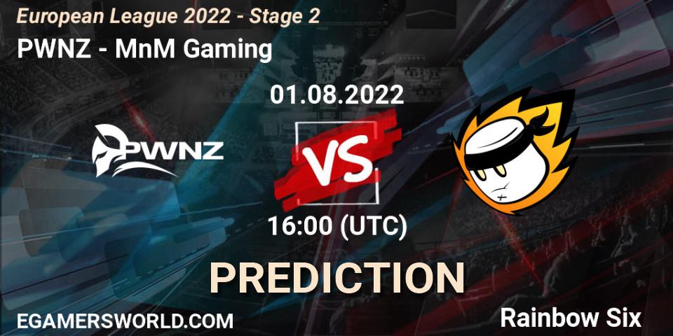 Prognose für das Spiel PWNZ VS MnM Gaming. 01.08.2022 at 17:15. Rainbow Six - European League 2022 - Stage 2