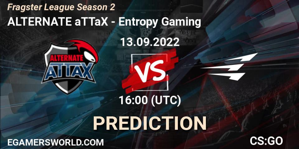 Prognose für das Spiel ALTERNATE aTTaX VS Entropy Gaming. 13.09.2022 at 16:00. Counter-Strike (CS2) - Fragster League Season 2