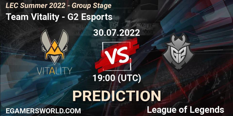 Prognose für das Spiel Team Vitality VS G2 Esports. 30.07.2022 at 19:00. LoL - LEC Summer 2022 - Group Stage