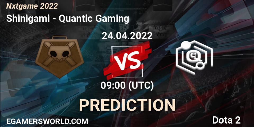 Prognose für das Spiel Shinigami VS Quantic Gaming. 24.04.22. Dota 2 - Nxtgame 2022