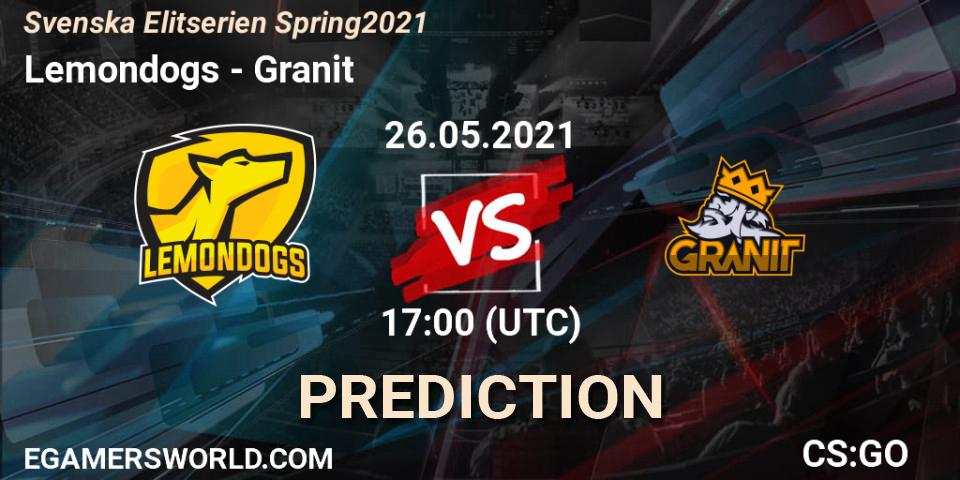 Prognose für das Spiel Lemondogs VS Granit. 26.05.21. CS2 (CS:GO) - Svenska Elitserien Spring 2021