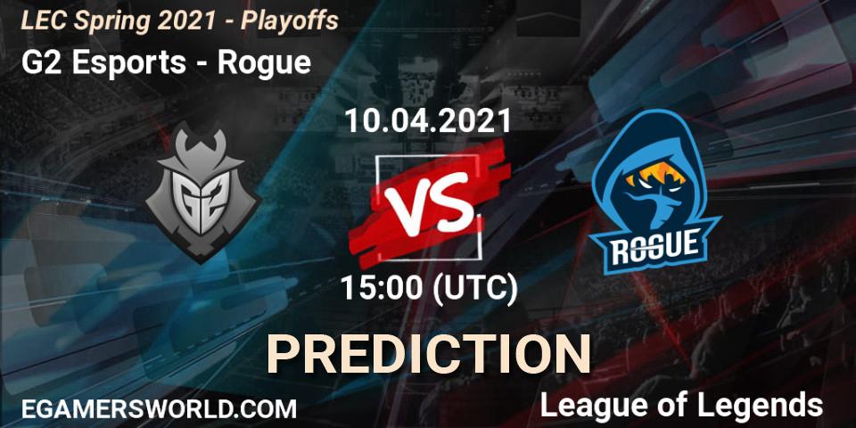 Prognose für das Spiel G2 Esports VS Rogue. 10.04.21. LoL - LEC Spring 2021 - Playoffs