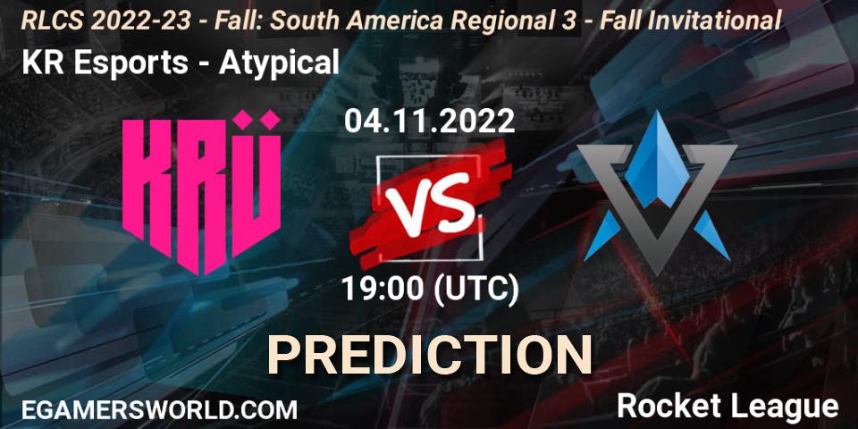 Prognose für das Spiel KRÜ Esports VS Atypical. 04.11.2022 at 19:00. Rocket League - RLCS 2022-23 - Fall: South America Regional 3 - Fall Invitational