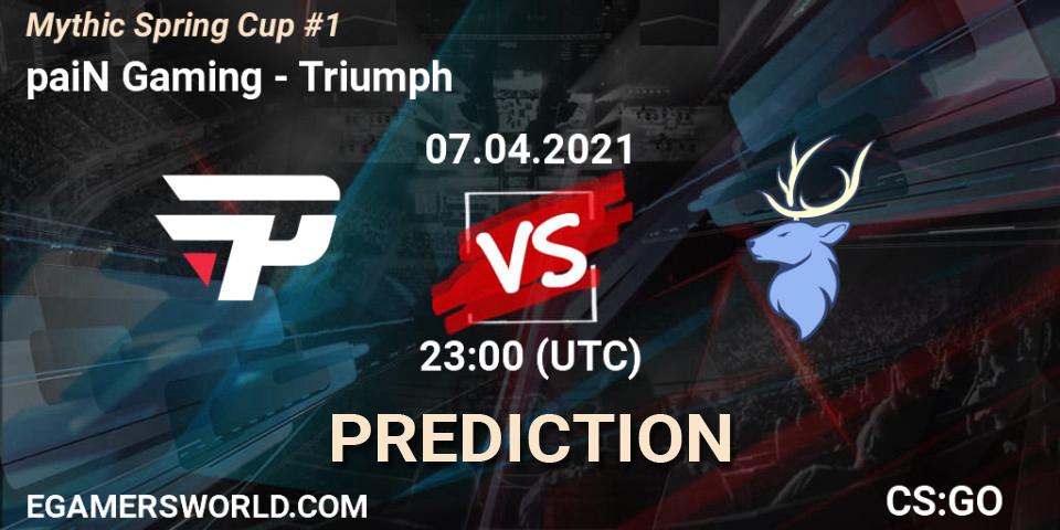 Prognose für das Spiel paiN Gaming VS Triumph. 07.04.2021 at 21:00. Counter-Strike (CS2) - Mythic Spring Cup #1