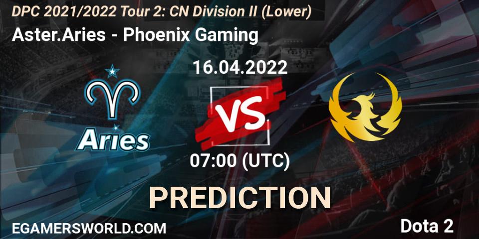 Prognose für das Spiel Aster.Aries VS Phoenix Gaming. 16.04.22. Dota 2 - DPC 2021/2022 Tour 2: CN Division II (Lower)