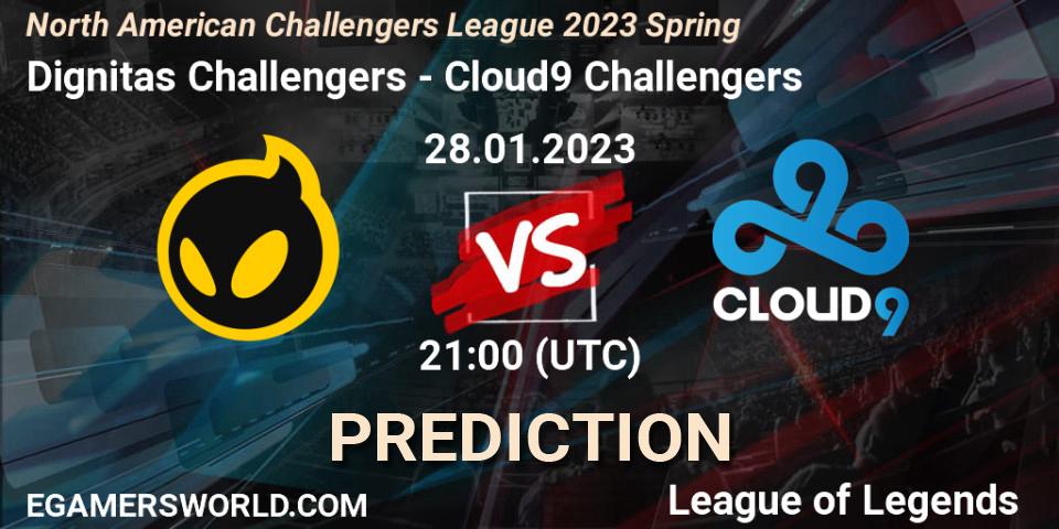 Prognose für das Spiel Dignitas Challengers VS Cloud9 Challengers. 28.01.23. LoL - NACL 2023 Spring - Group Stage