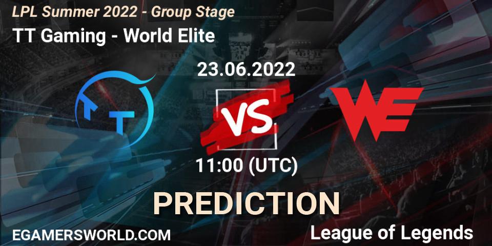 Prognose für das Spiel TT Gaming VS World Elite. 23.06.22. LoL - LPL Summer 2022 - Group Stage