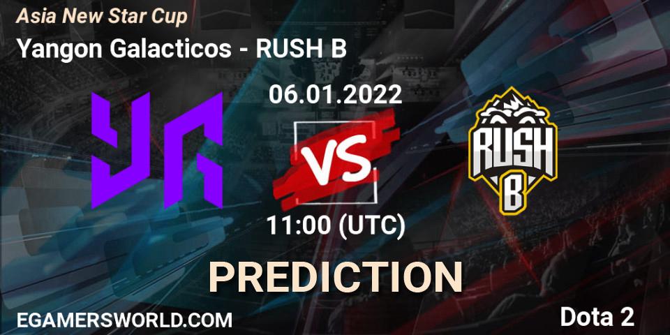Prognose für das Spiel Yangon Galacticos VS RUSH B. 06.01.2022 at 11:14. Dota 2 - Asia New Star Cup