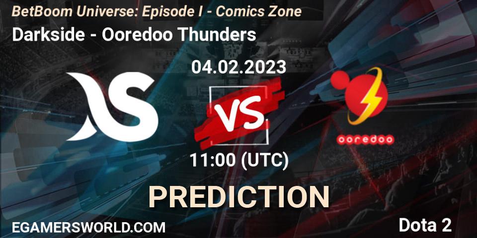 Prognose für das Spiel Darkside VS Ooredoo Thunders. 04.02.23. Dota 2 - BetBoom Universe: Episode I - Comics Zone