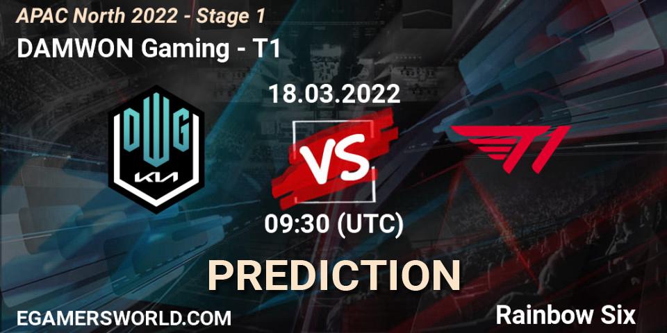 Prognose für das Spiel DAMWON Gaming VS T1. 18.03.2022 at 09:30. Rainbow Six - APAC North 2022 - Stage 1