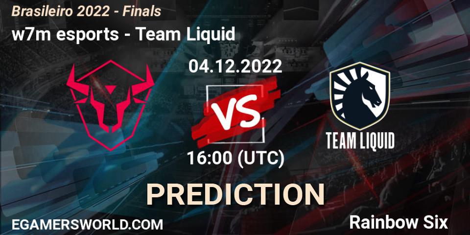 Prognose für das Spiel w7m esports VS Team Liquid. 04.12.22. Rainbow Six - Brasileirão 2022 - Finals