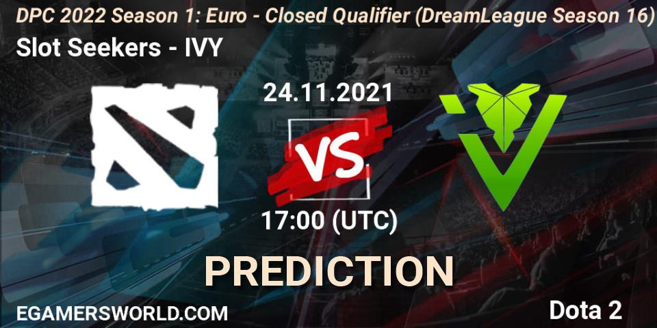 Prognose für das Spiel Slot Seekers VS IVY. 24.11.2021 at 17:03. Dota 2 - DPC 2022 Season 1: Euro - Closed Qualifier (DreamLeague Season 16)