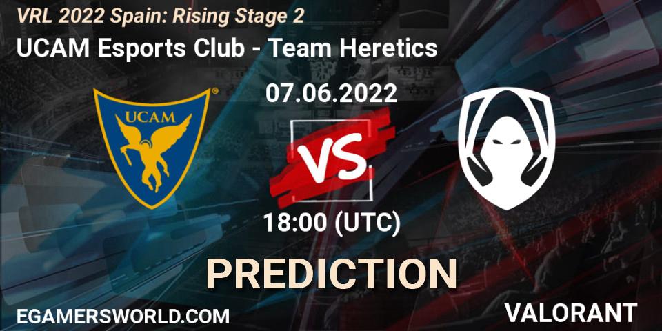 Prognose für das Spiel UCAM Esports Club VS Team Heretics. 07.06.2022 at 18:00. VALORANT - VRL 2022 Spain: Rising Stage 2