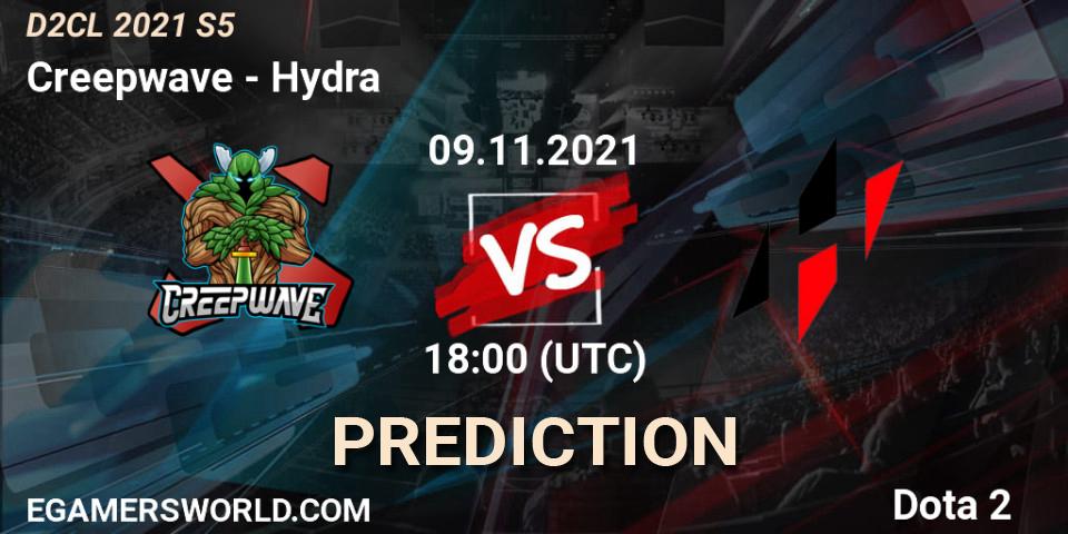 Prognose für das Spiel Creepwave VS Hydra. 09.11.2021 at 18:01. Dota 2 - Dota 2 Champions League 2021 Season 5